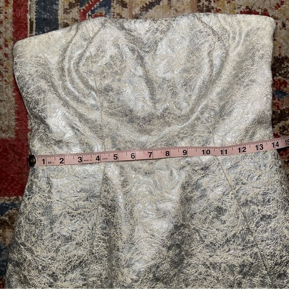 Lord & Taylor silver metallic dress Strapless pockets A-Line Fit and Flare - Picture 8 of 10